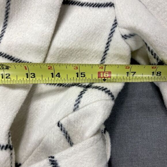 Chicwish Wool Blend Asymmetrical Coat XXS Ivory Grid Print Classic Belted Jacket - Picture 12 of 16